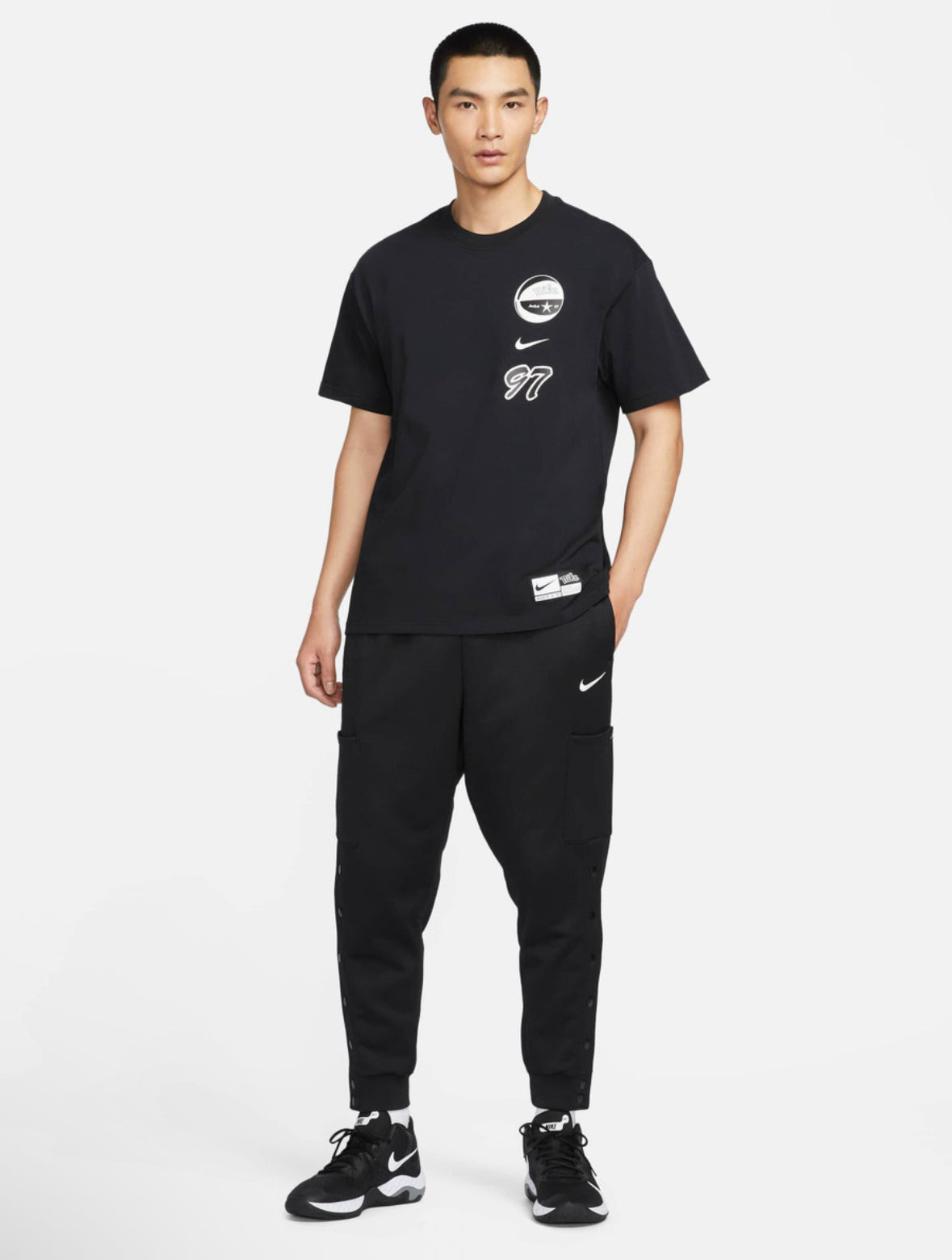 Men Solid Round Neck Pure Cotton Black T-Shirt-fv8395-010