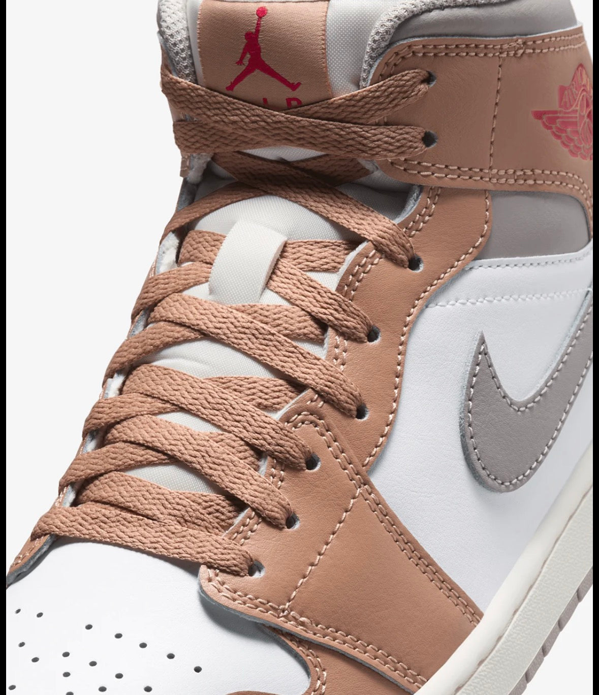 Air Jordan 1 Mid -Hemp/White/College Grey/Fire Red -Dq8426-200