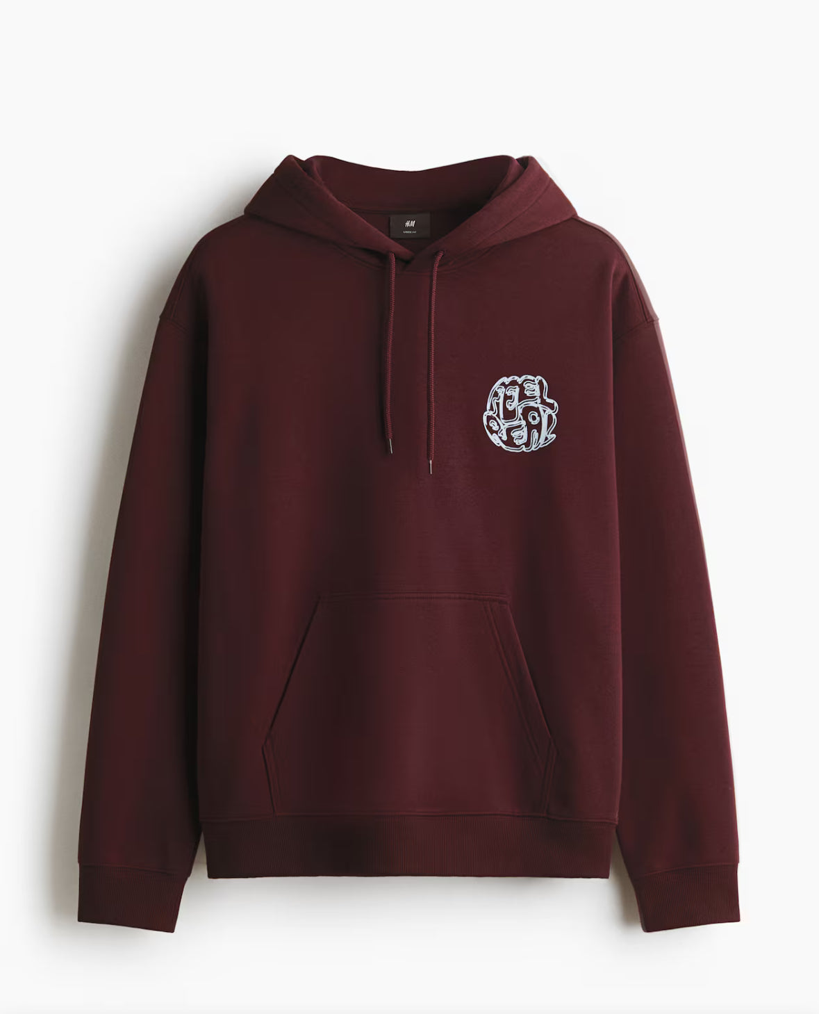 Loose Fit Printed Hoodies- Burgundy/Feel Real-1122659075