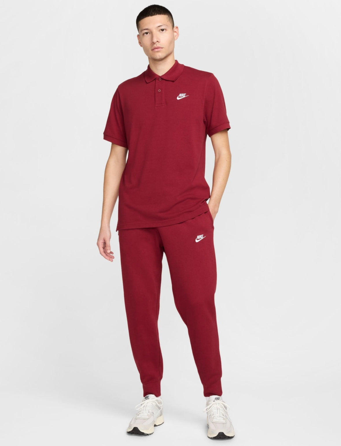 Nike Men Solid Polo Neck Pure Cotton Red T-Shirts-Cj4457-677