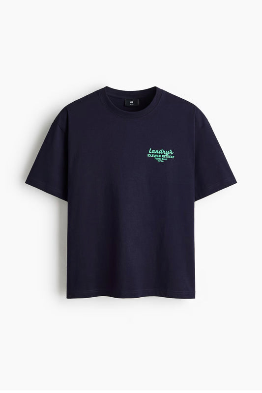 Loose Fit Printed T-Shirt-Navy Blue/Landry’s-0967955200
