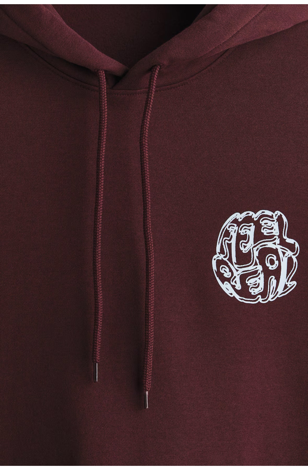 Loose Fit Printed Hoodies- Burgundy/Feel Real-1122659075