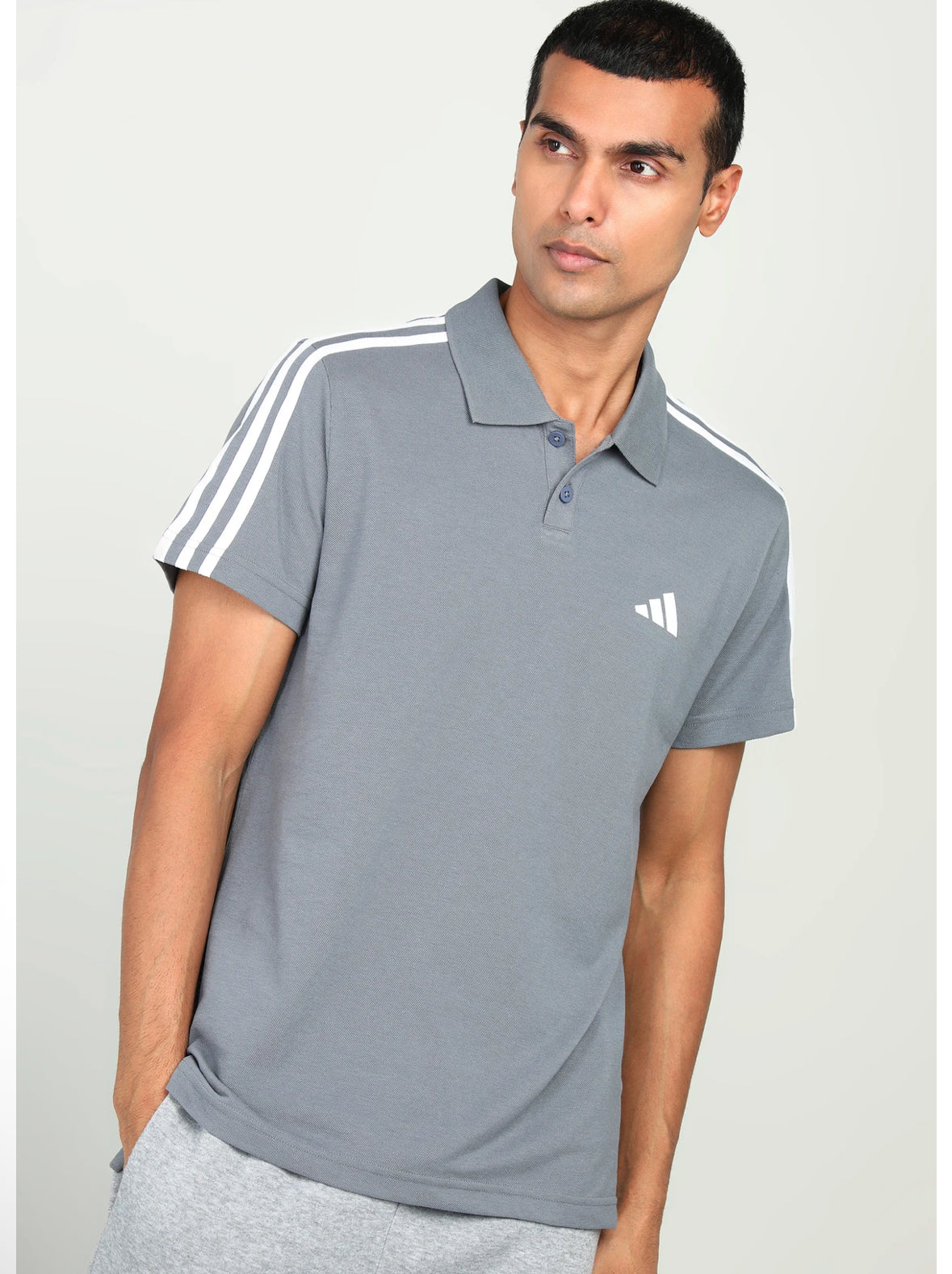 ADIDAS Graphic Print Men Polo Neck Black T-Shirt-je9356