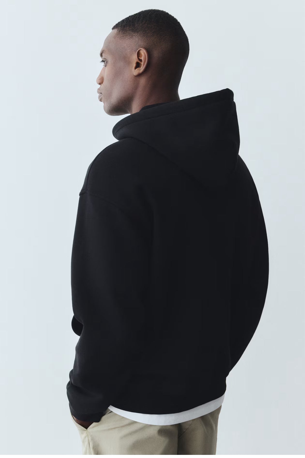 Loose Fit Zip-Through Hoodie-Black-1308010007