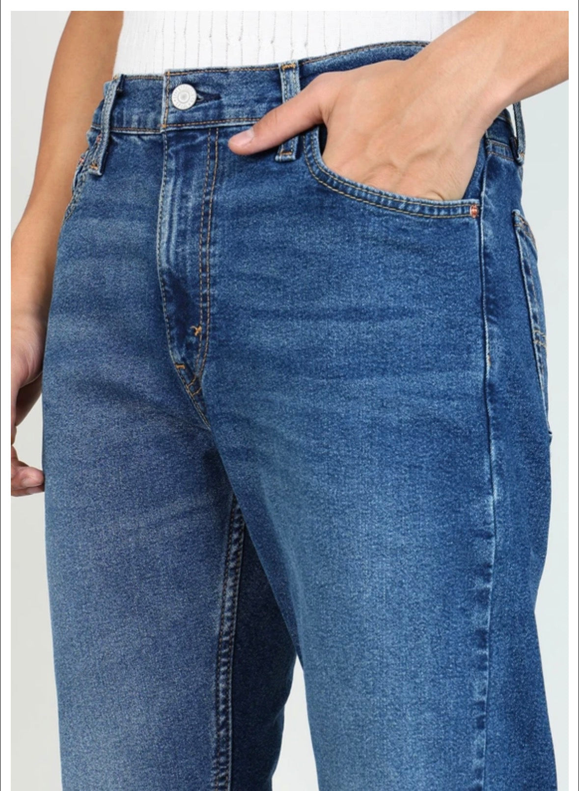 Men Straight Fit Mid Rise Dark Blue Jeans-0038i-0052