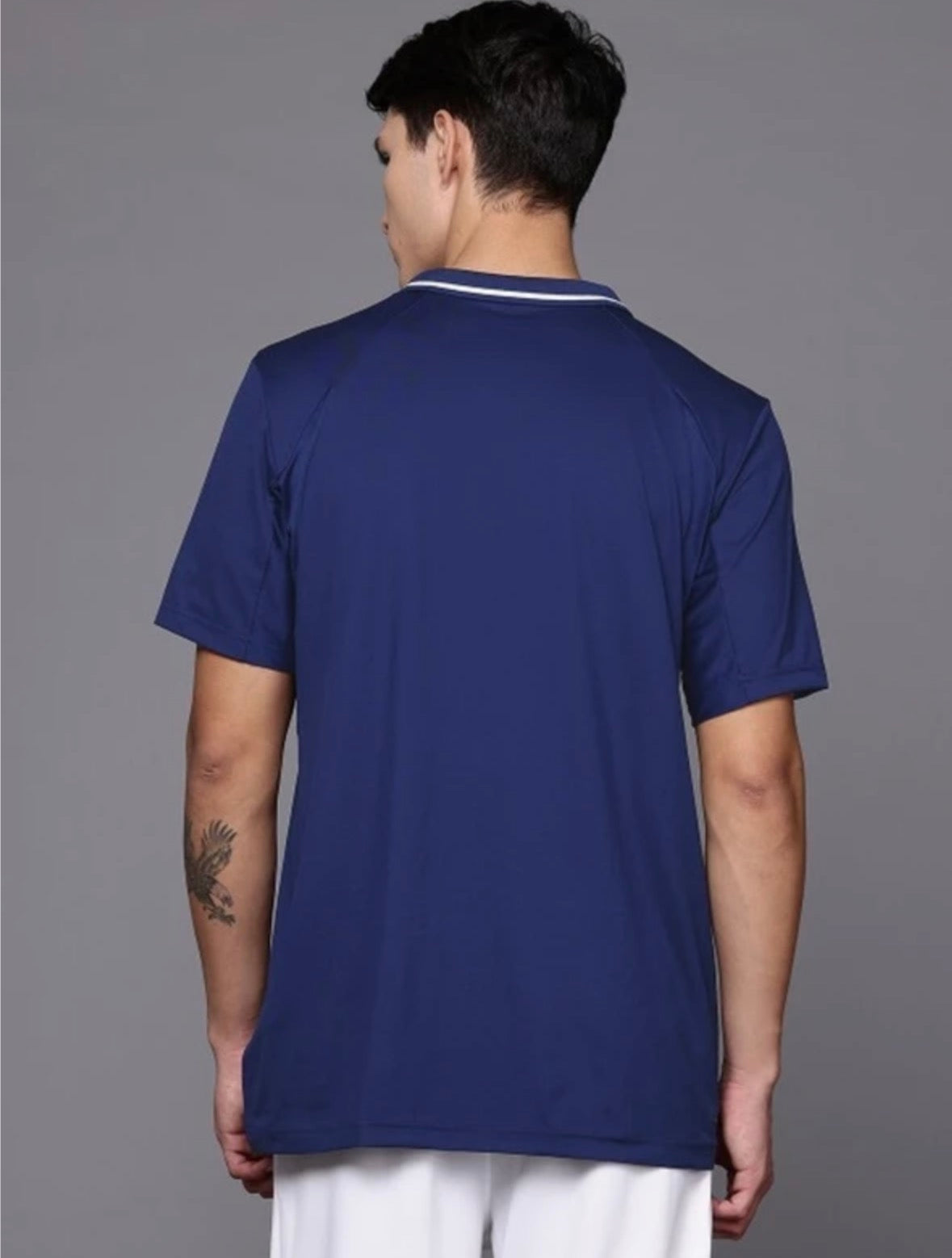 Men Graphic Printed polo Neck Polyester Blue-Jf8425