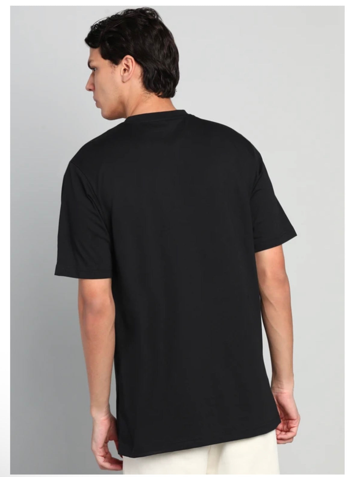 Men printed Round Neck Pure Cotton Black T-Shirt-Jl8836