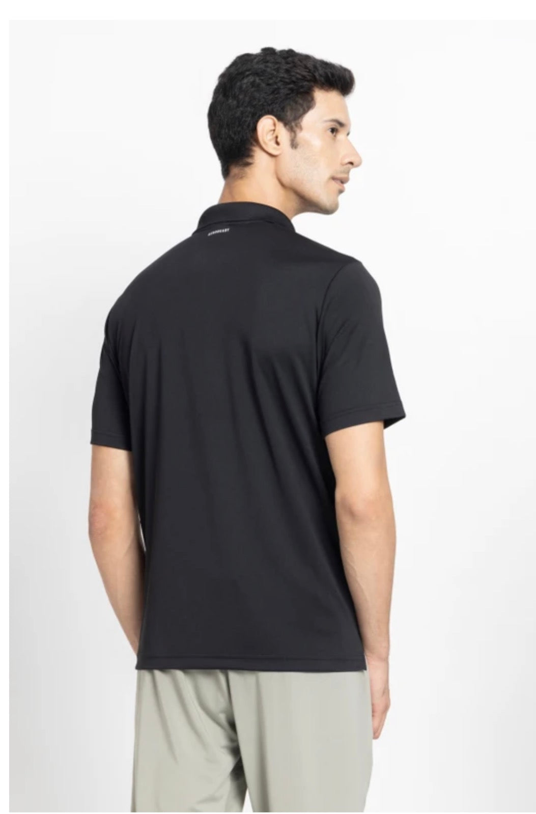 Men printed Polo Neck Polyester-black-Jd9210