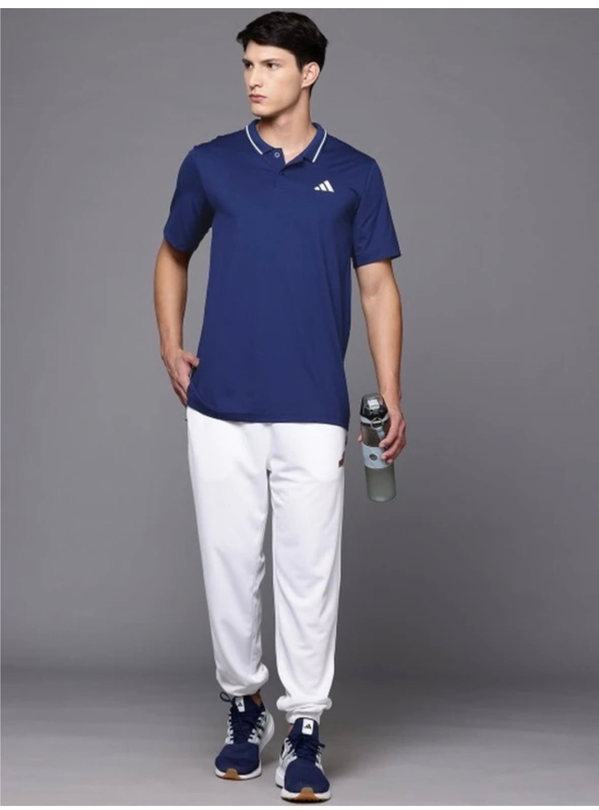 Men Graphic Printed polo Neck Polyester Blue-Jf8425