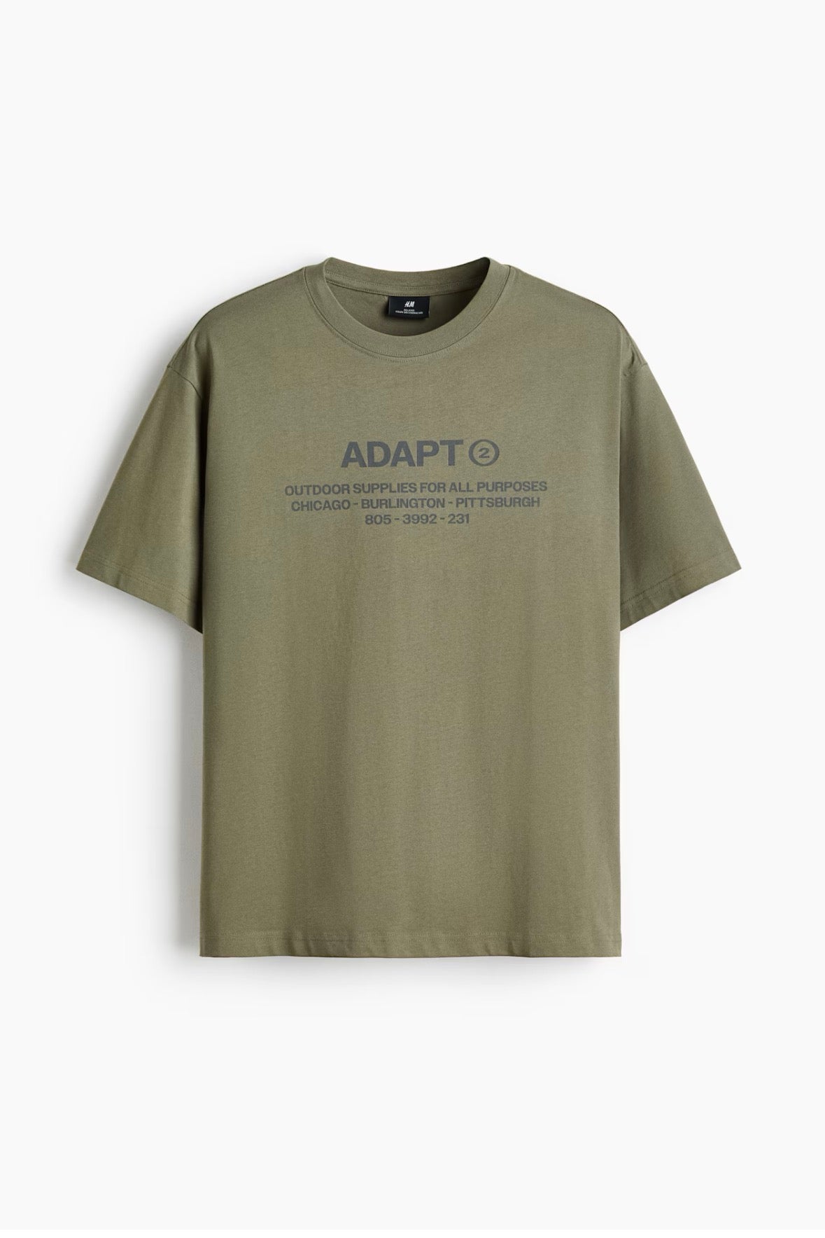 Loose Fit Printed T-shirt-khaki green -0967955172