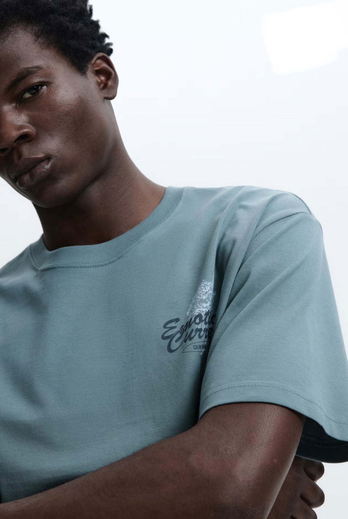 LOOSE FIT PRINTED T-SHIRT -Turquoise/Emotional currents -0967955185