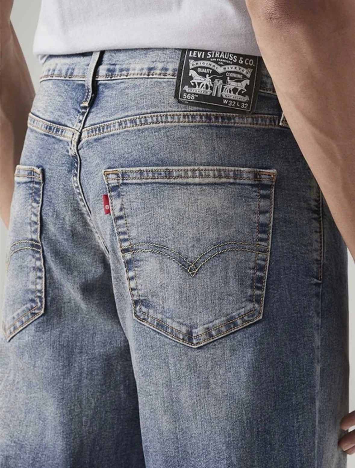 Men loose Fit Mid Rise Blue Jeans-0064z-0014