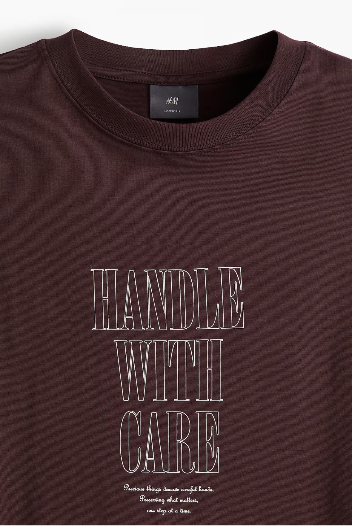 LOOSE FIT PRINTED T-SHIRT -Plum/Handle With Care -0967955145