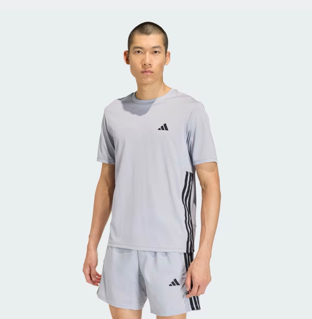 WORKOUT ESSENTIALS BASE 3-STRIPES T-SHIRT -grey-Kc5286