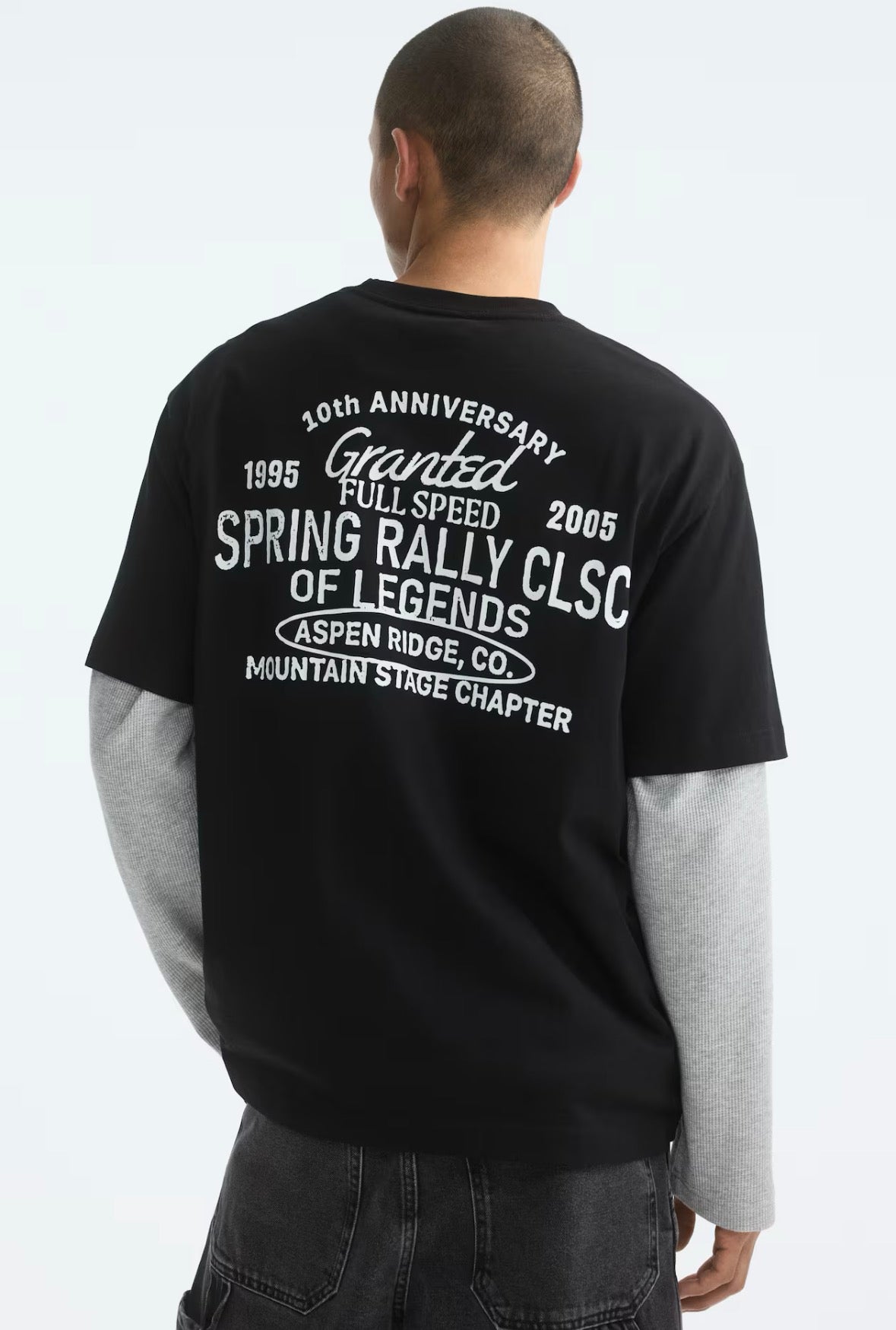 LOOSE FIT PRINTED Spring Rally T-SHIRT -Black-0967955204