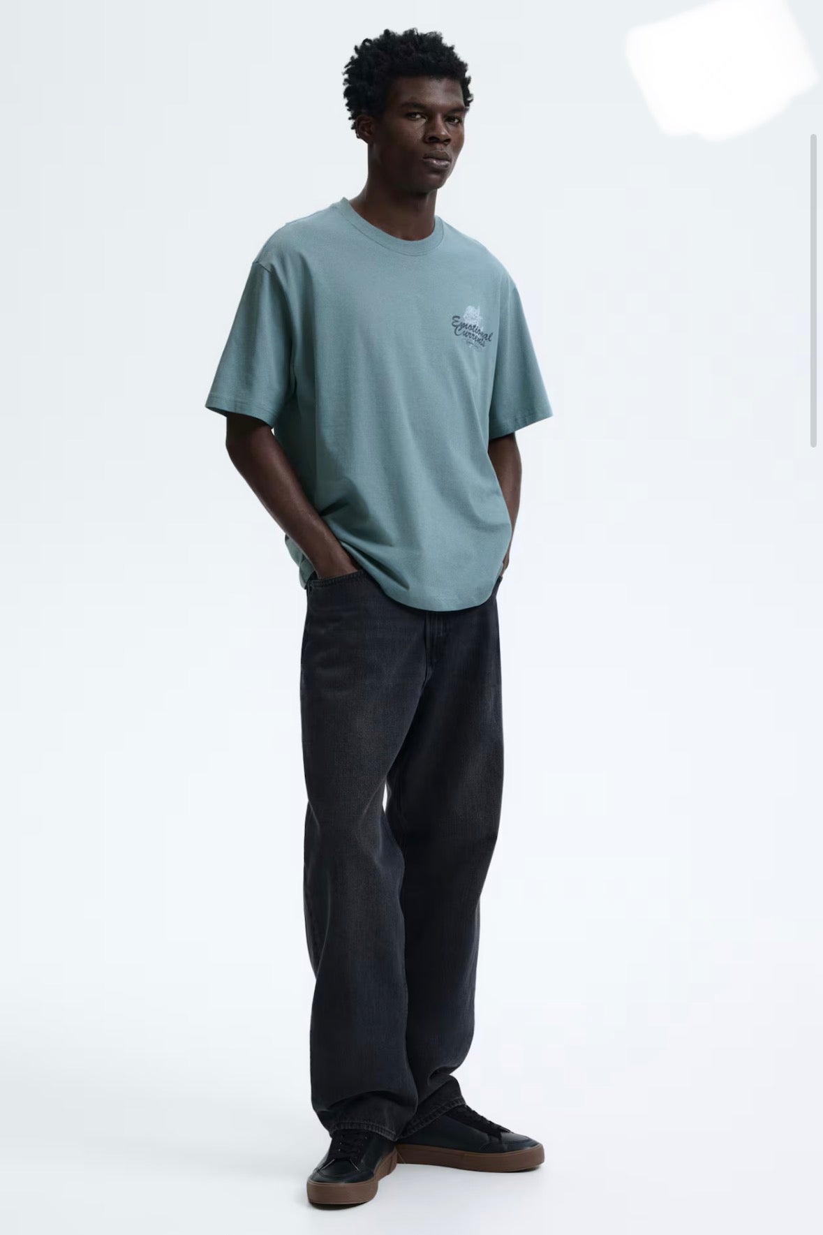 LOOSE FIT PRINTED T-SHIRT -Turquoise/Emotional currents -0967955185