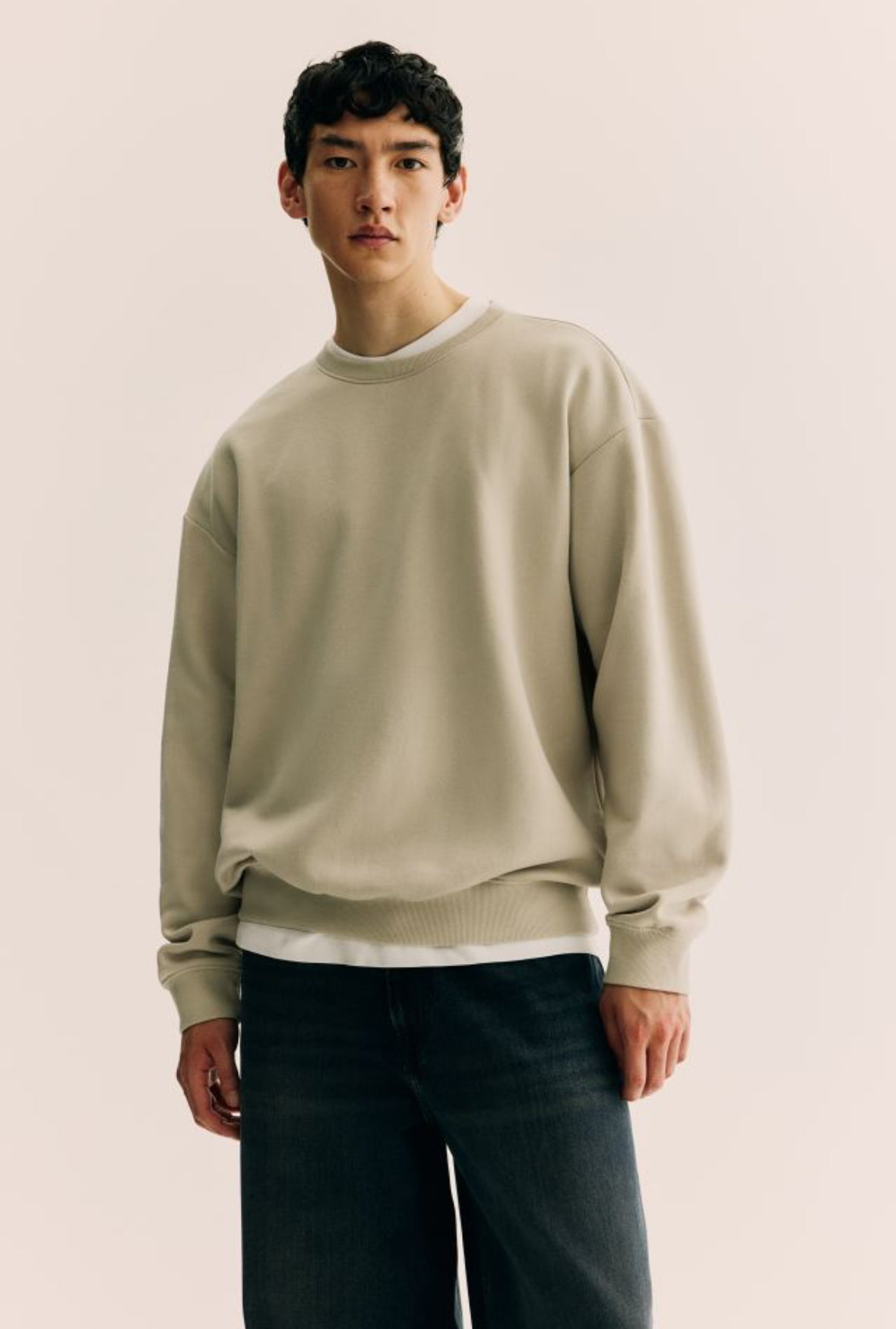 Loose Fit Sweatshirt -Light beige -0970818035