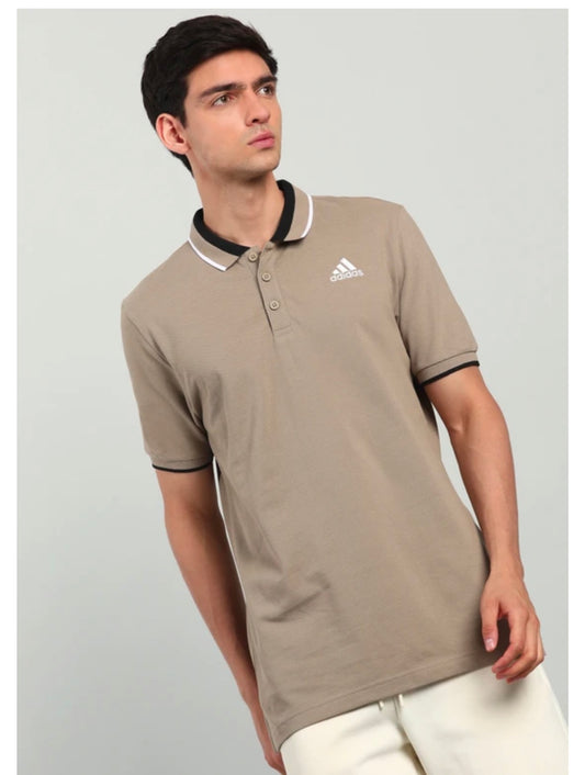 Men Solid Polo neck Cotton  Blend Beige-Kc2230
