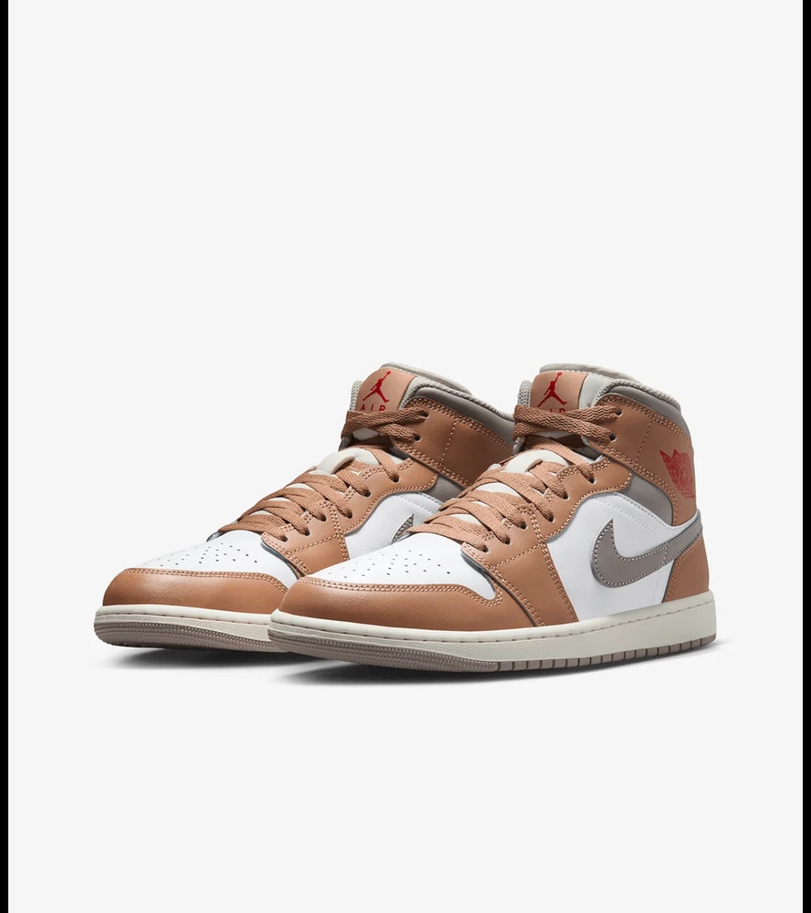 Air Jordan 1 Mid -Hemp/White/College Grey/Fire Red -Dq8426-200