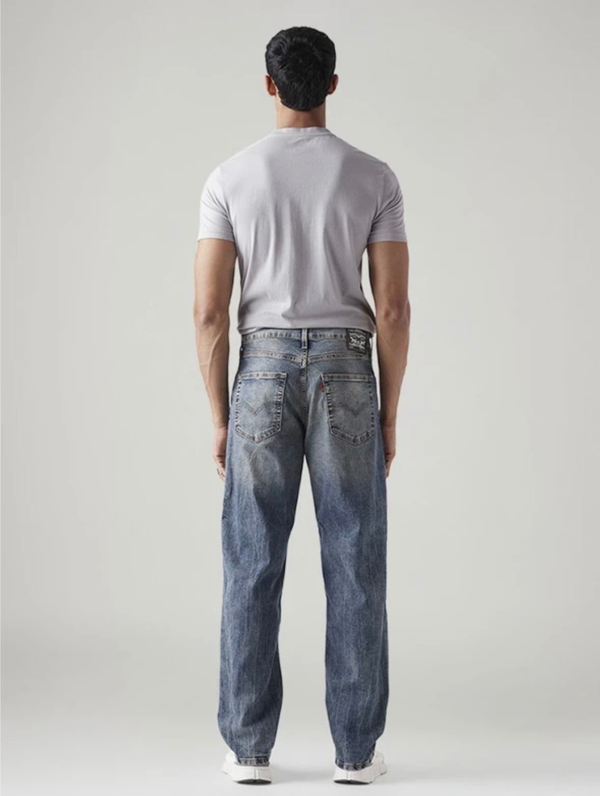 Men loose Fit Mid Rise Blue Jeans-0064z-0014