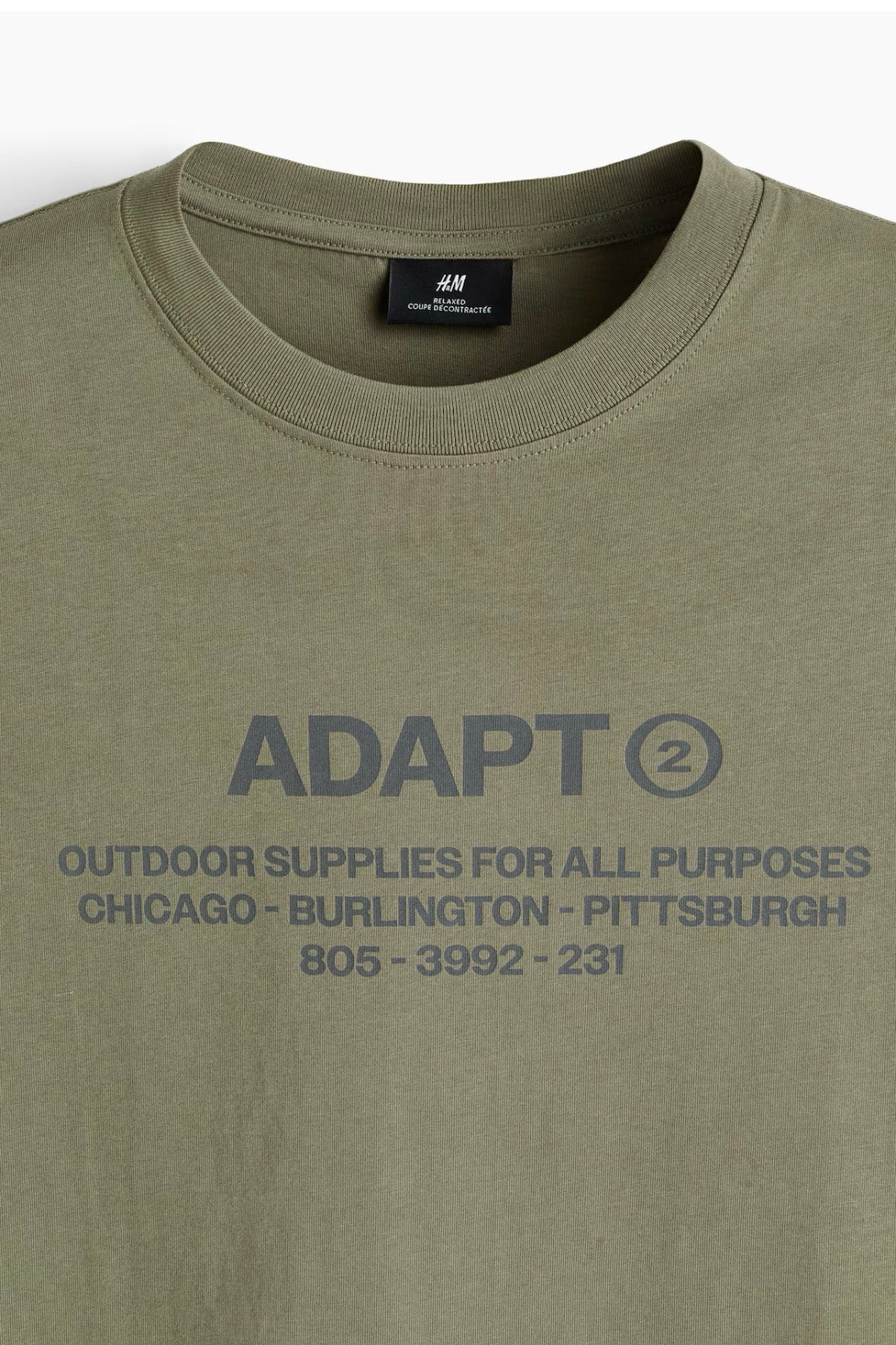Loose Fit Printed T-shirt-khaki green -0967955172