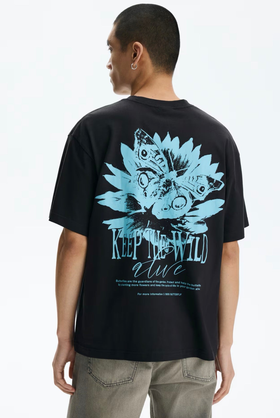 Loose Fit Printed T-Shirts-Black/Keep the Wild-0967955157