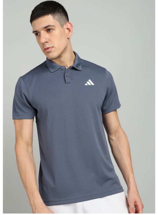 Men Solid Polo neck polyester dark grey -Je9390