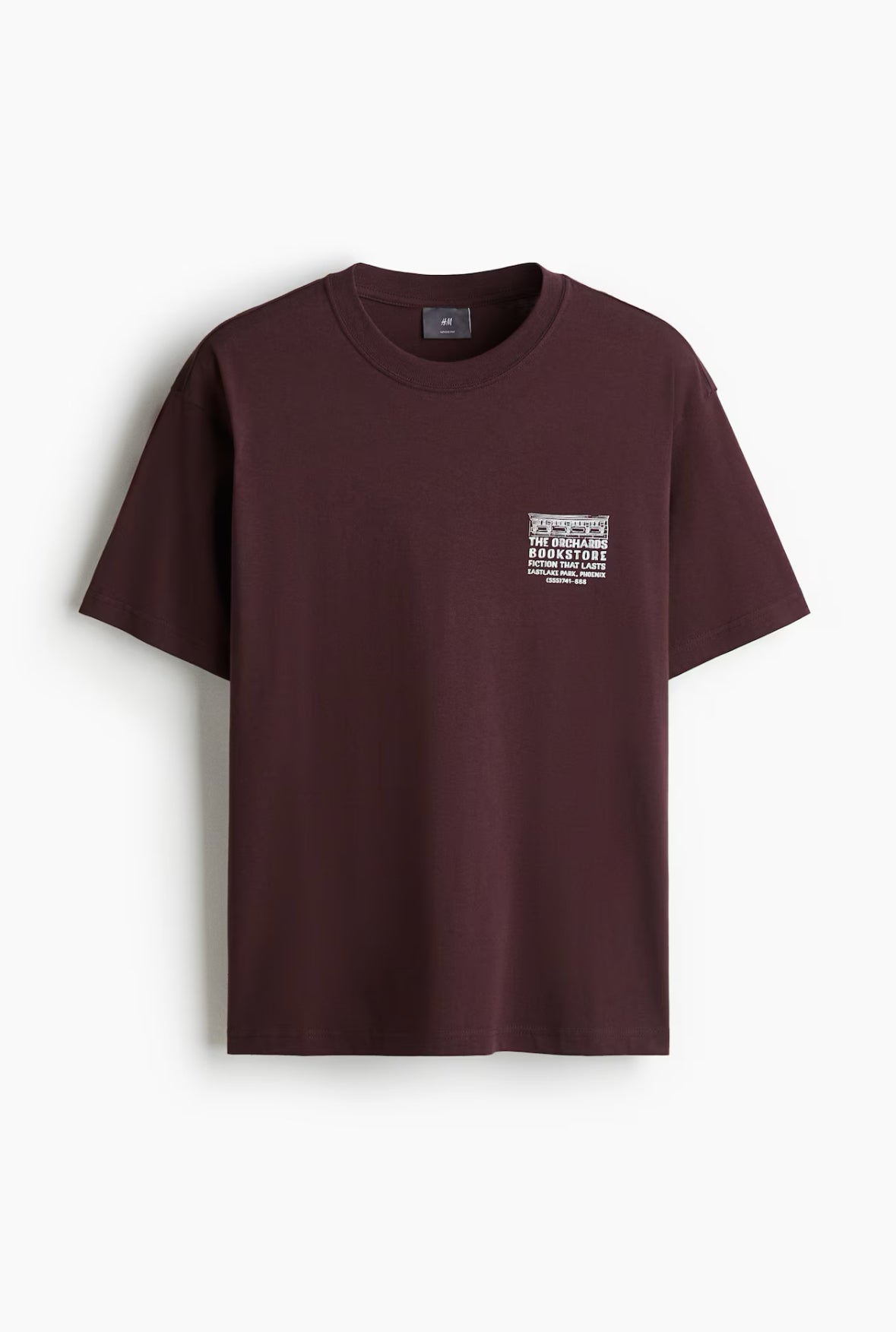 LOOSE FIT PRINTED T-SHIRT -Plum purple/Orchards bookstore -0967955155