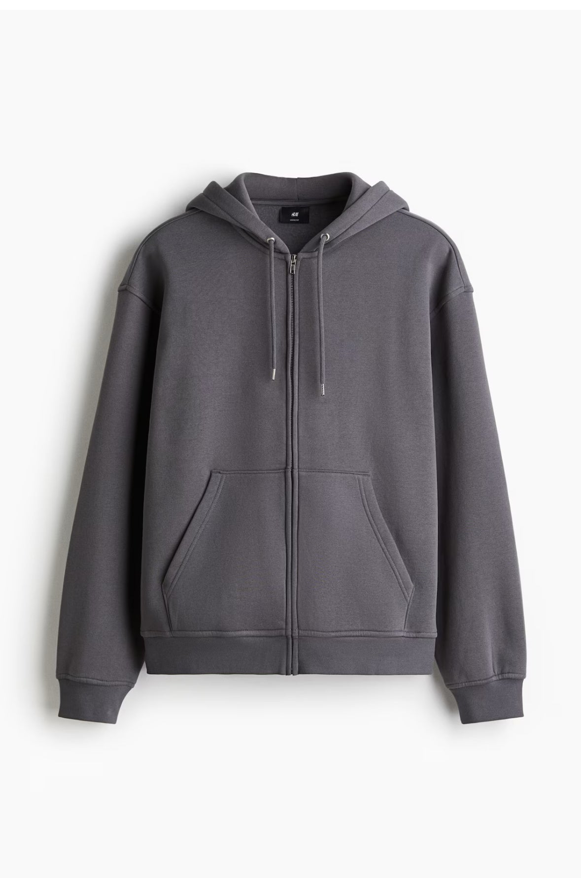 Loose Fit Zip-Through Hoodie-Dark grey- 1308010001