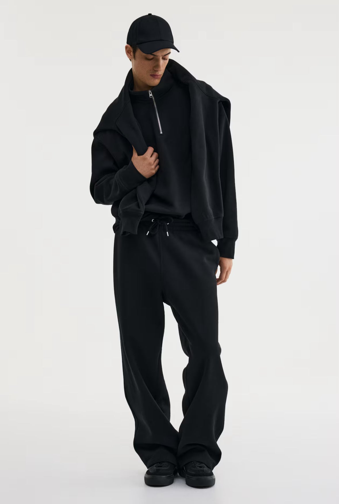 Loose Fit Sweatpants-Black-1302372001