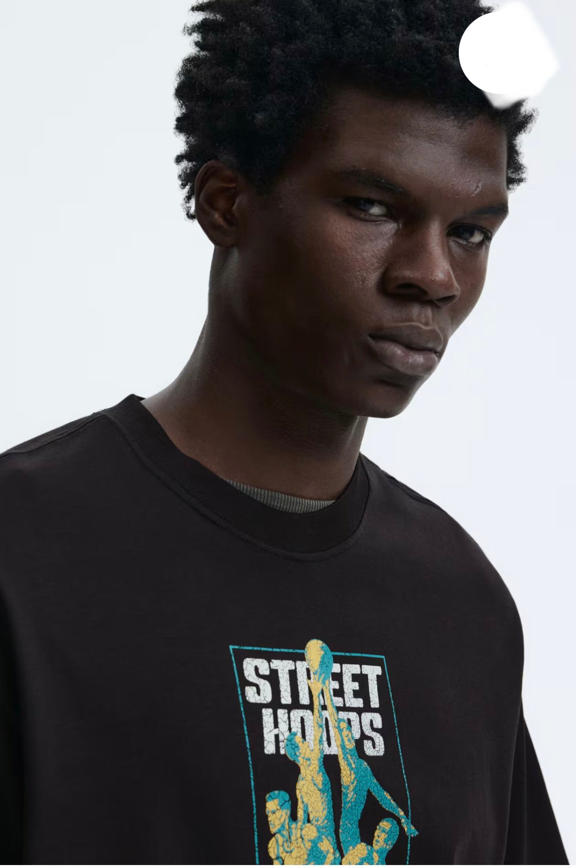 LOOSE FIT PRINTED T-SHIRT -Brown/Street hoops -0967955169