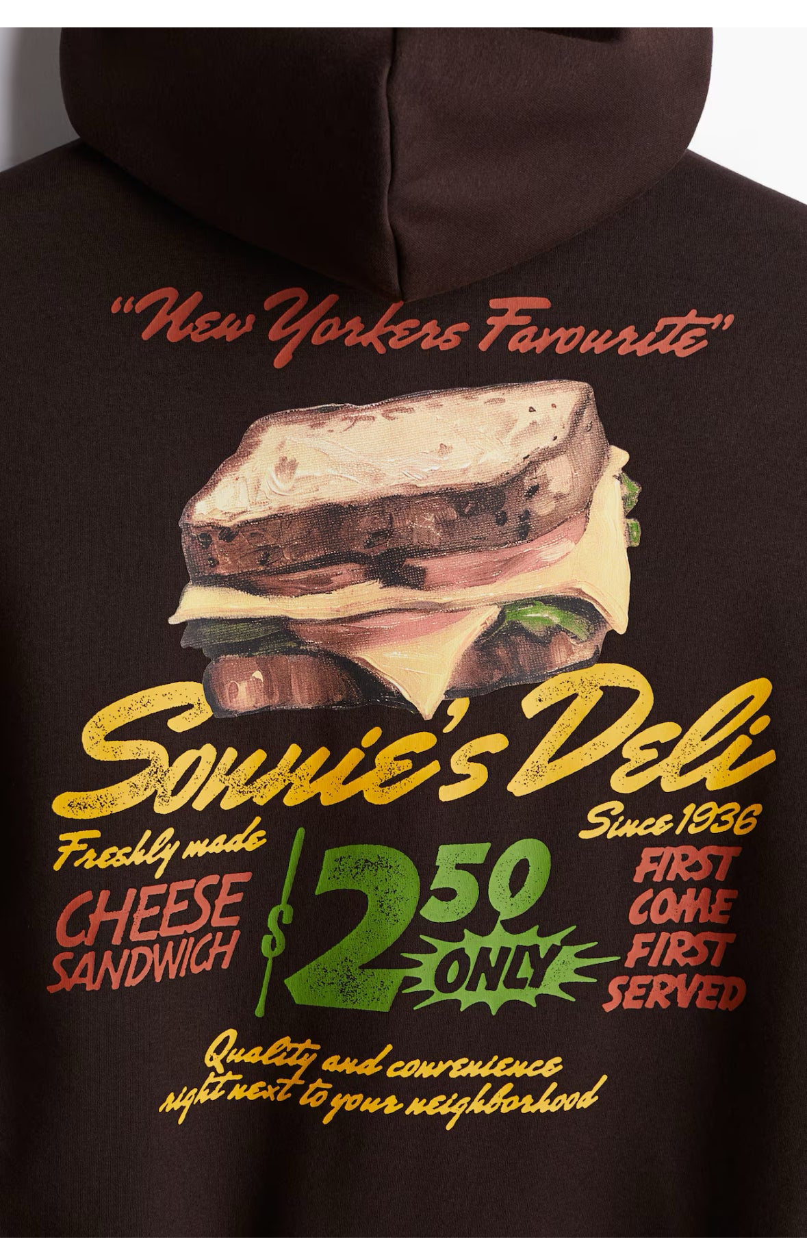 Loose Fit Printed Hoodies- Brown/Sonnie’s Deli-1122659035