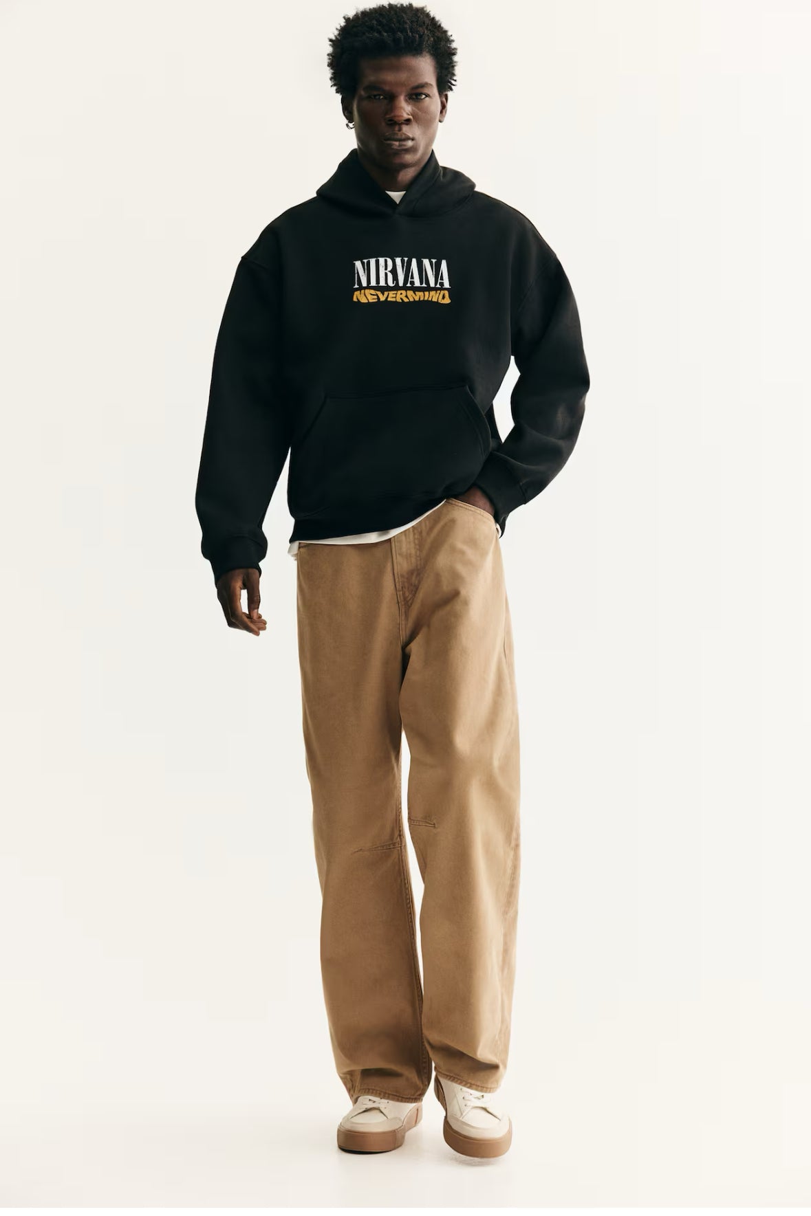Loose Fit Hoodie- Black/Nirvana-1065654075
