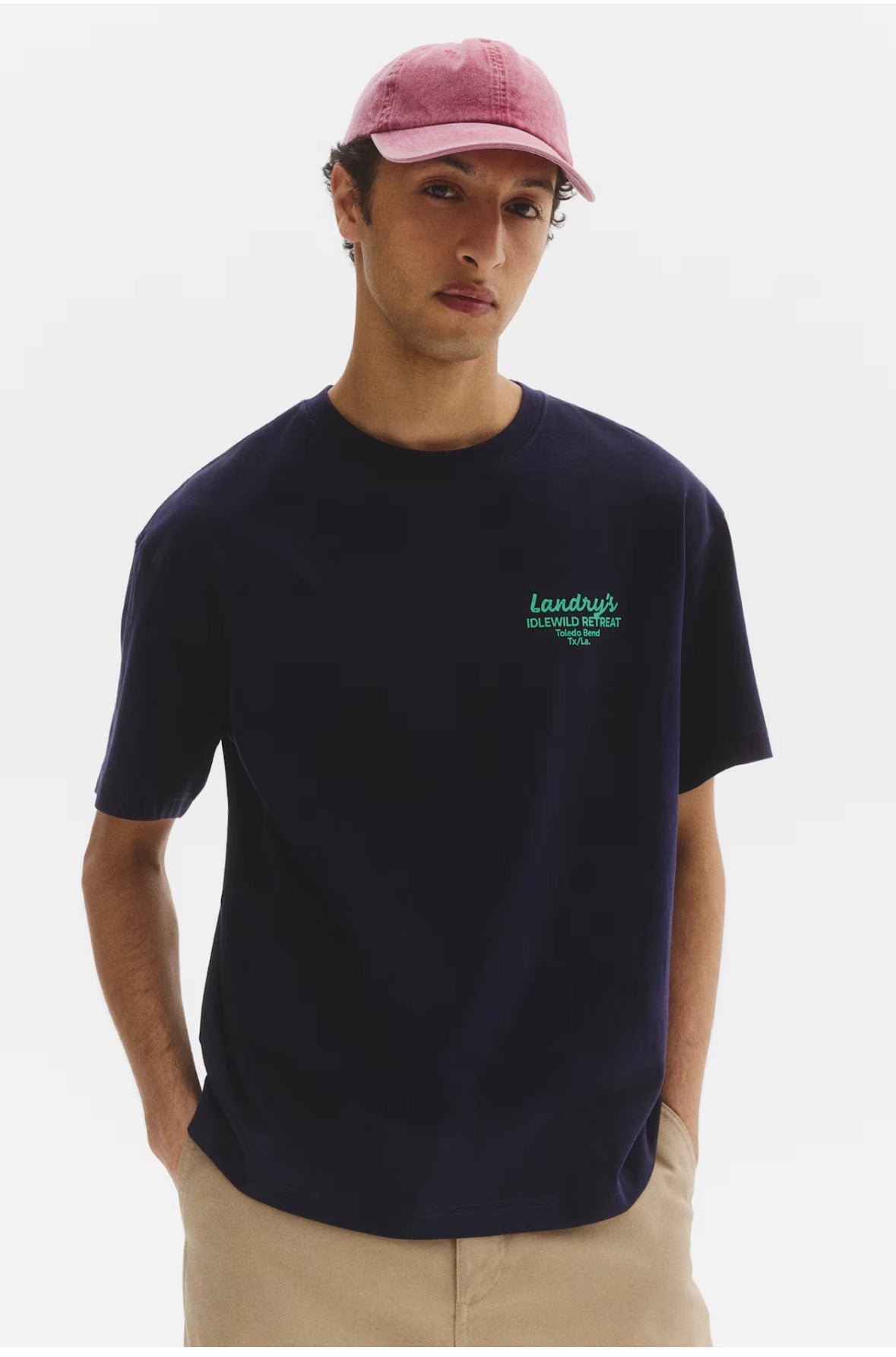 Loose Fit Printed T-Shirt-Navy Blue/Landry’s-0967955200