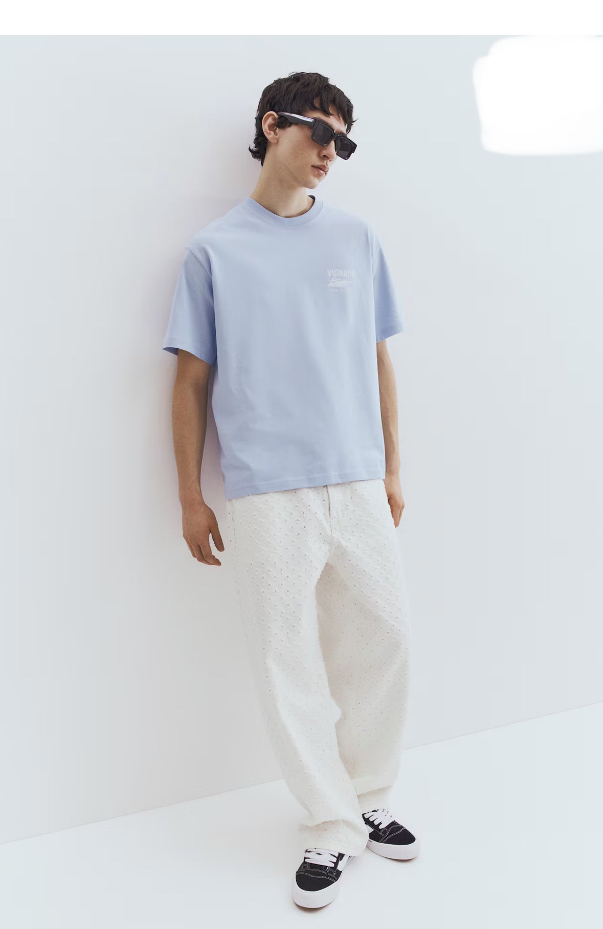 LOOSE FIT PRINTED T-SHIRT -Light blue/Vignaud -0967955112