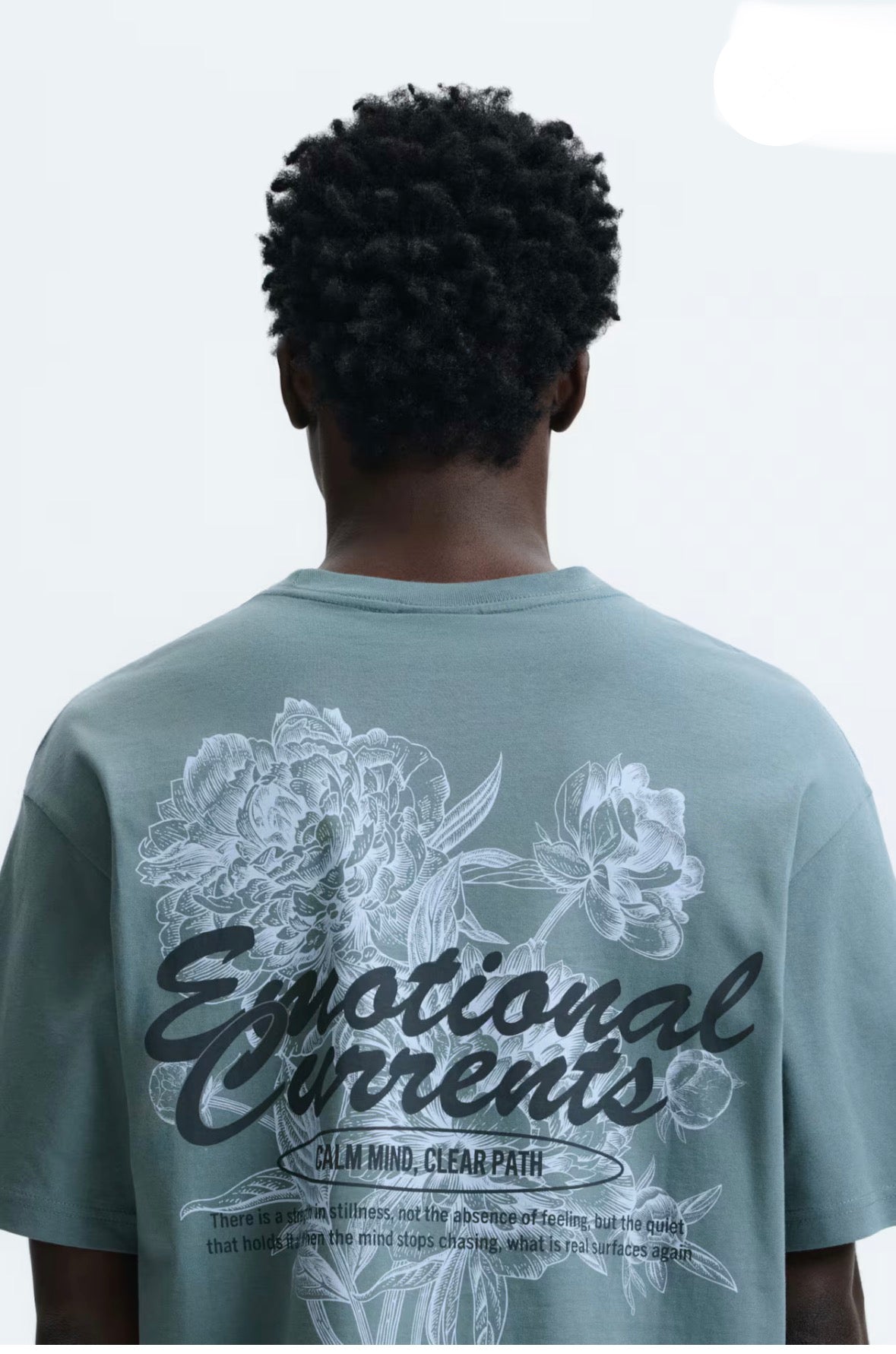 LOOSE FIT PRINTED T-SHIRT -Turquoise/Emotional currents -0967955185