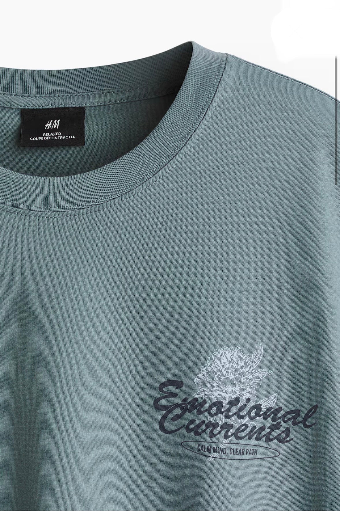LOOSE FIT PRINTED T-SHIRT -Turquoise/Emotional currents -0967955185