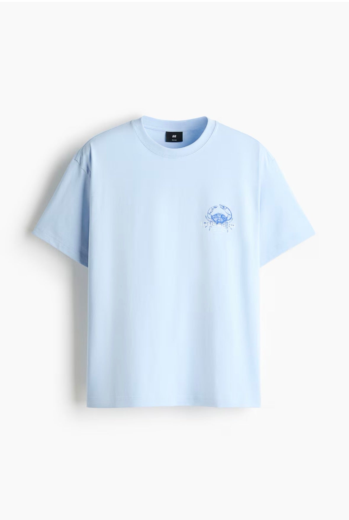 Loose Fit Crab Printed T-Shirts -Light Blue-1034065218