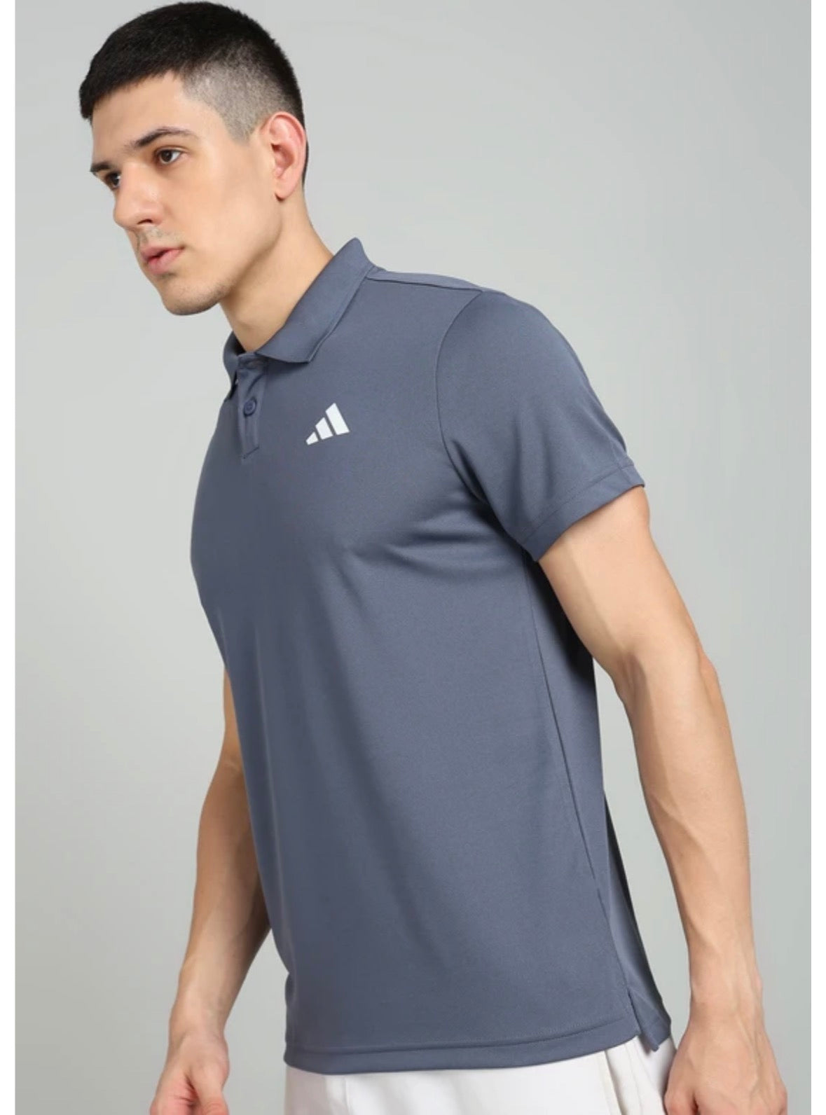 Men Solid Polo neck polyester dark grey -Je9390