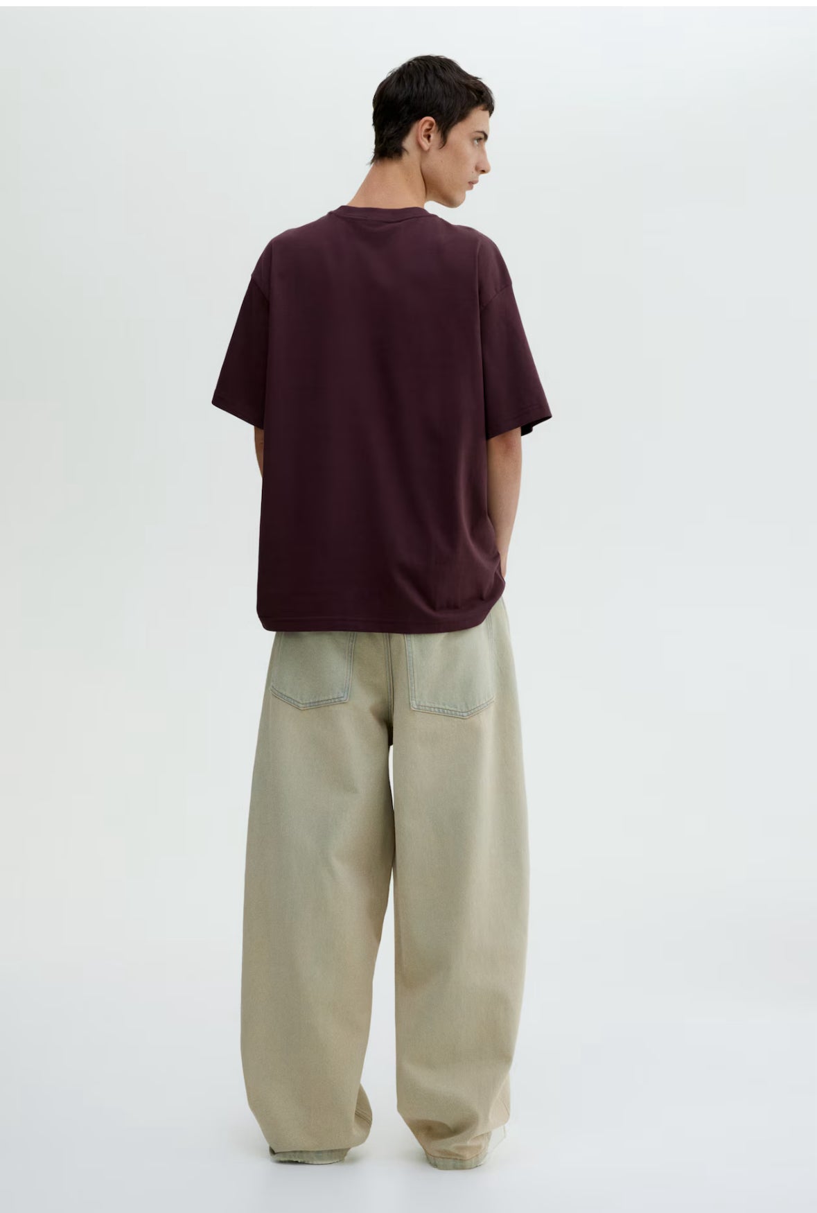 LOOSE FIT PRINTED T-SHIRT -Plum/Handle With Care -0967955145