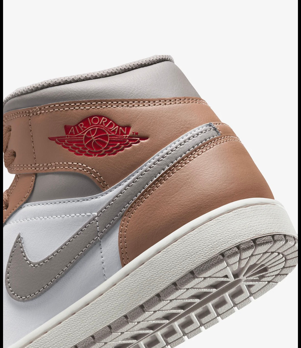Air Jordan 1 Mid -Hemp/White/College Grey/Fire Red -Dq8426-200