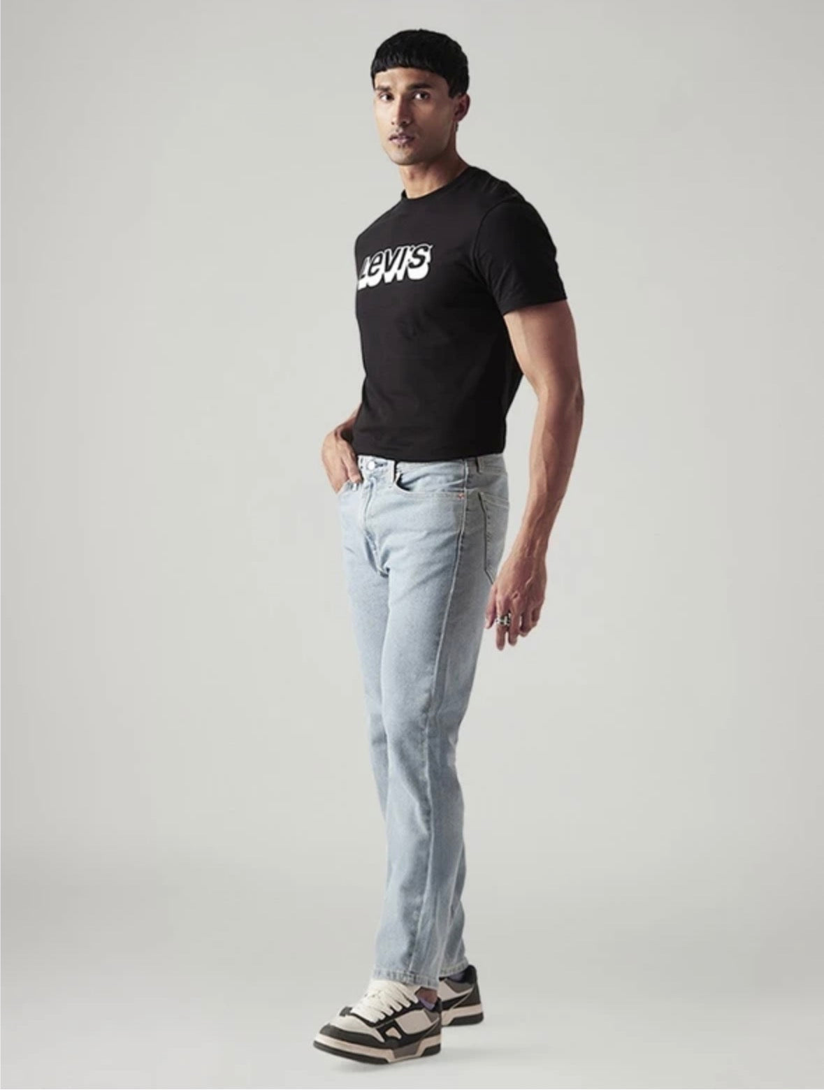 Men straight Fit Mid Light Blue Jeans-005RC-0062