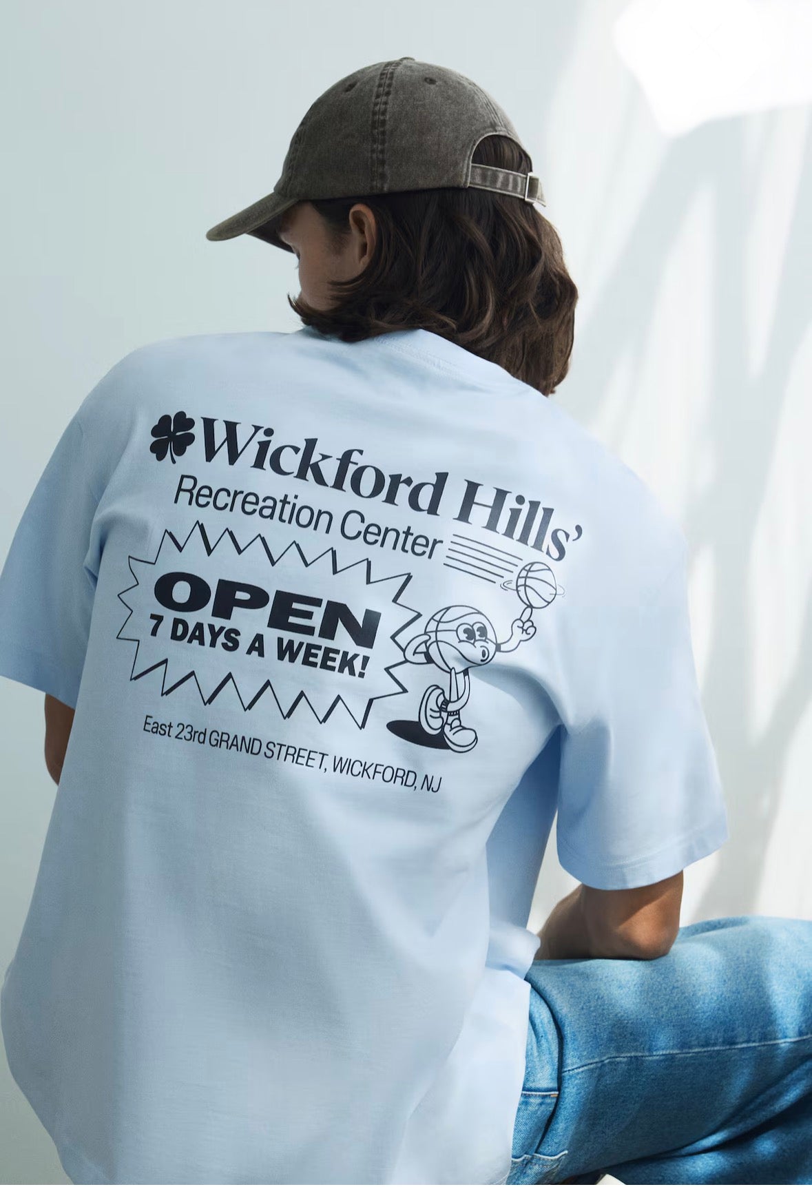 LOOSE FIT PRINTED T-SHIRT -Light blue/Wickford Hills -0967955146