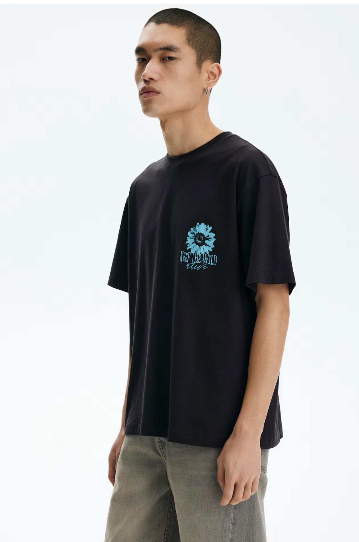 Loose Fit Printed T-Shirts-Black/Keep the Wild-0967955157