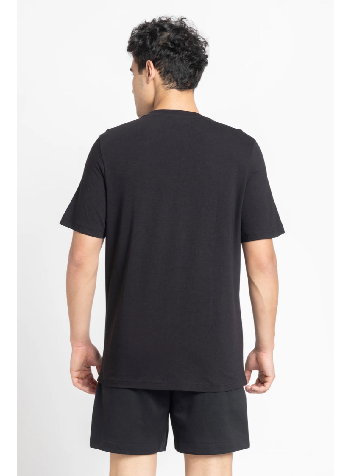 Adidas solid Men Round Neck  Black Cotton T-Shirt-jl9895