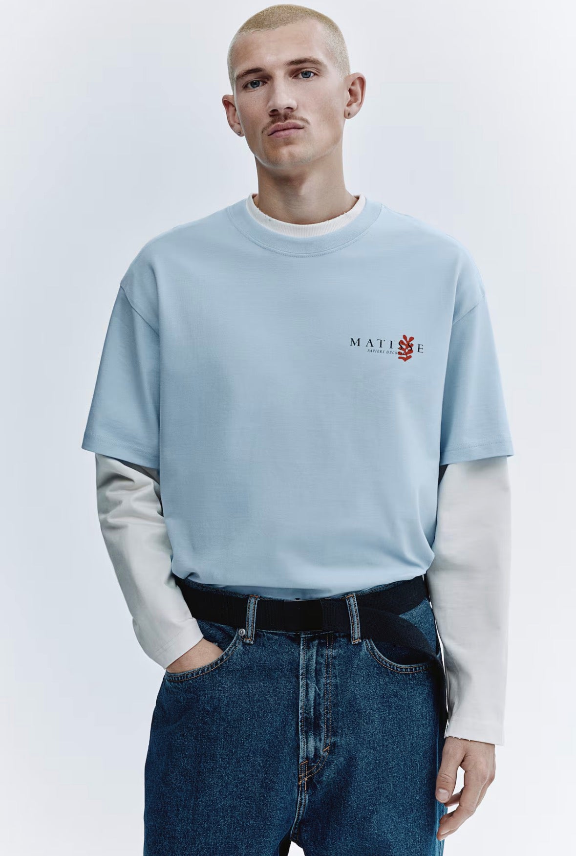 Loose Fit Printed T-Shirts-Light Blue/apoh-1323395004