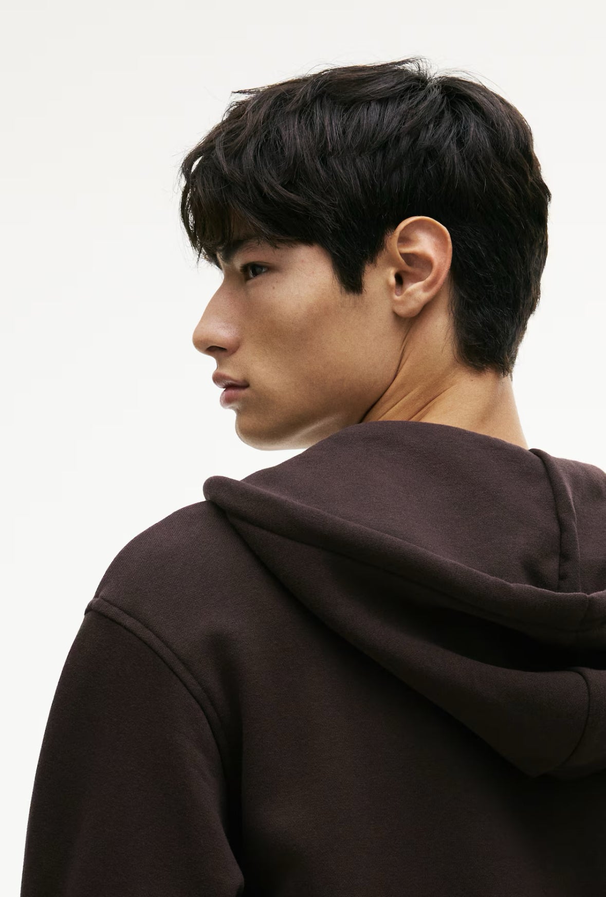 Loose Fit Zip-Through Hoodie-brown-1308010009