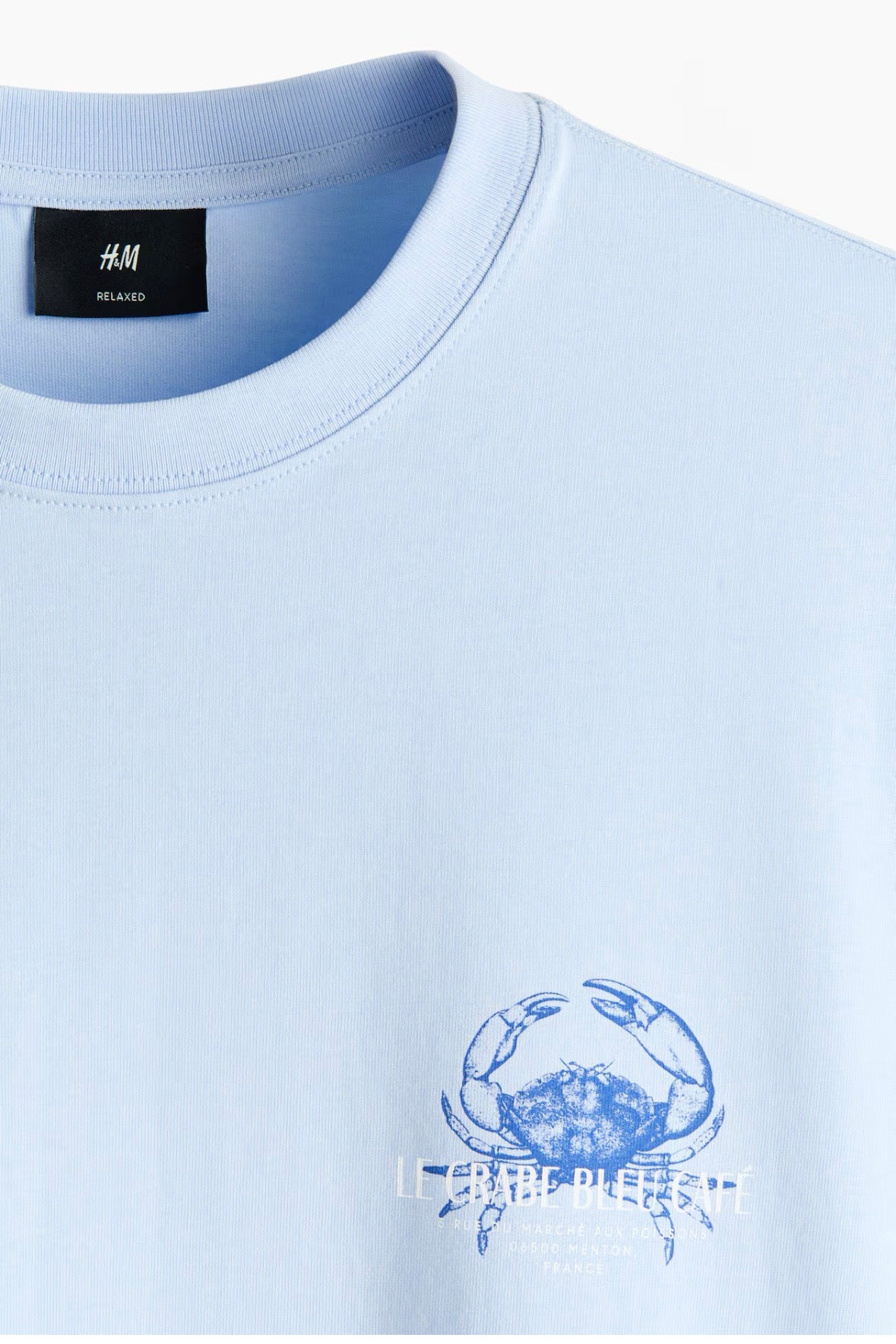 Loose Fit Crab Printed T-Shirts -Light Blue-1034065218