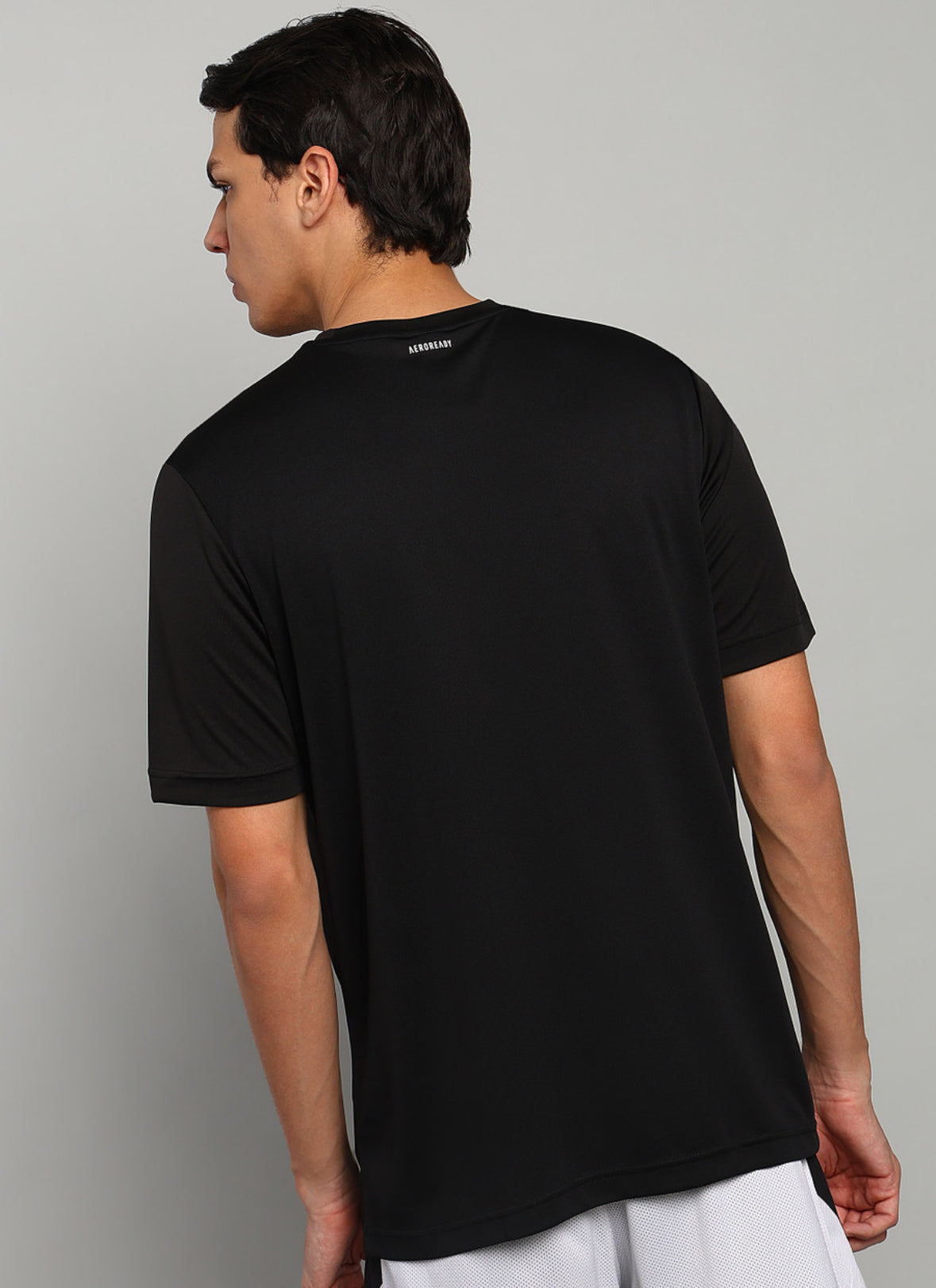 Adidas solid men Round Neck Black T-Shirts-jd9193