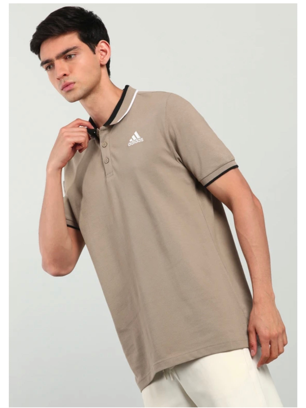 Men Solid Polo neck Cotton  Blend Beige-Kc2230